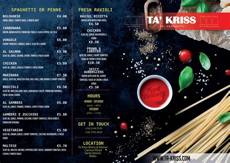 ta kriss menu.